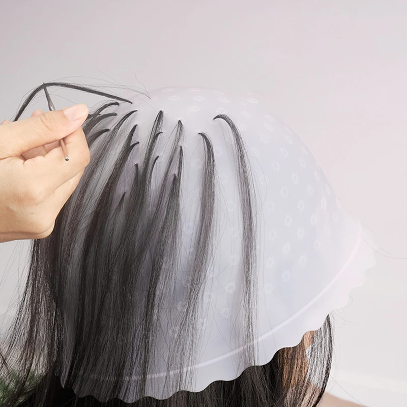 Gorro de silicona para colorear el cabello, aguja de gancho, tinte de Color profesional, resaltado, juego reutilizable, herramientas de teñido de colores, salón de belleza