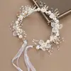 Tocado de pelo de perlas bohemias para niña, corona de flores para novia, diademas de Aro para la cabeza, joyería para el cabello, regalos para niños, Primavera