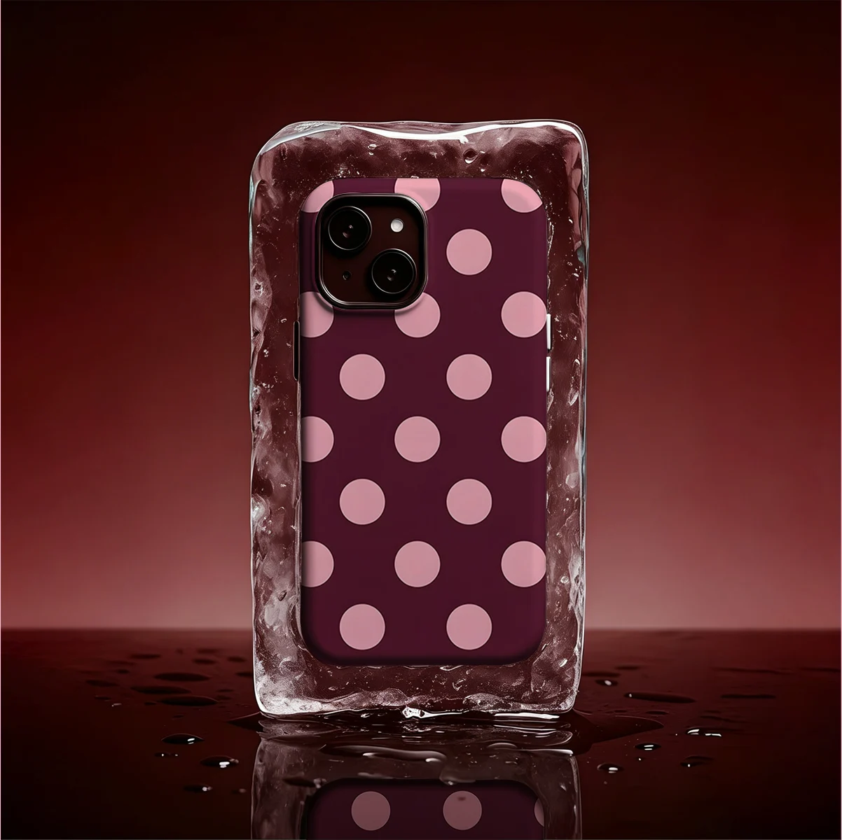 Burgundy Pink Polka Dots Tough Phone Case - Single & Double-Layer Options
