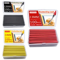 50Pcs/100Pcs Large Capacity 2B Woodworking Lead Core Black Yellow Red 2.8mm Automatic Pencil Lead Deep Hole Marked Lead Core 2