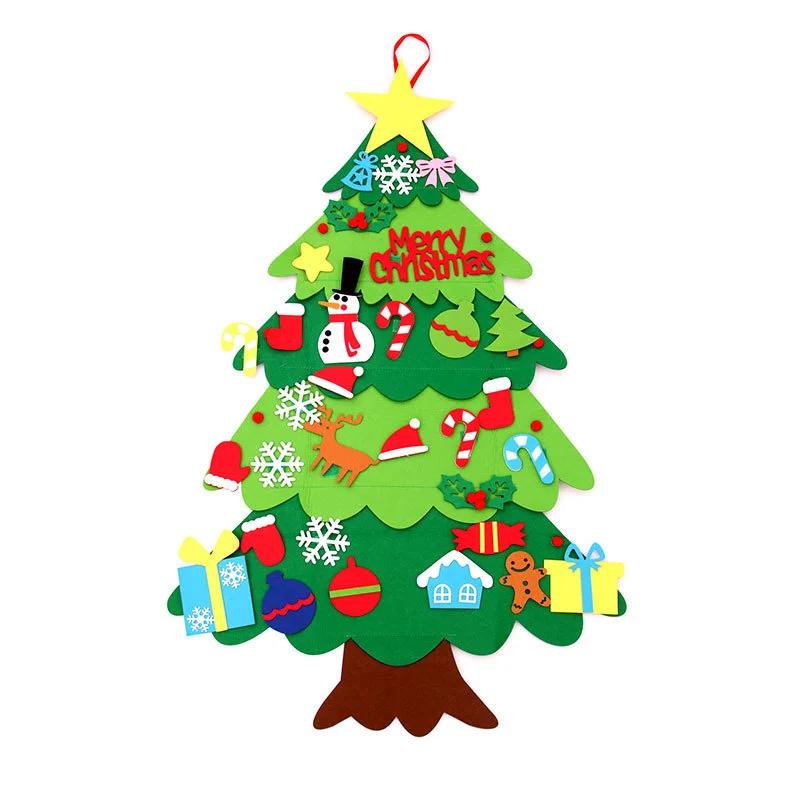 DIY Felt Christmas Tree Christmas Decoration for Home Navidad 2026 New Year Christmas Ornaments Santa Claus Xmas Kids Gifts