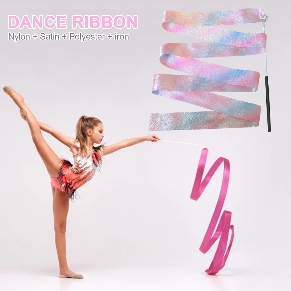 2/4M Rhythmic Gymnastics Ribbon with Wand Sparkling Dance Ribbon Multifunction Twirling Streamer Aesthetic for Kids Girls gymnastics ribbon