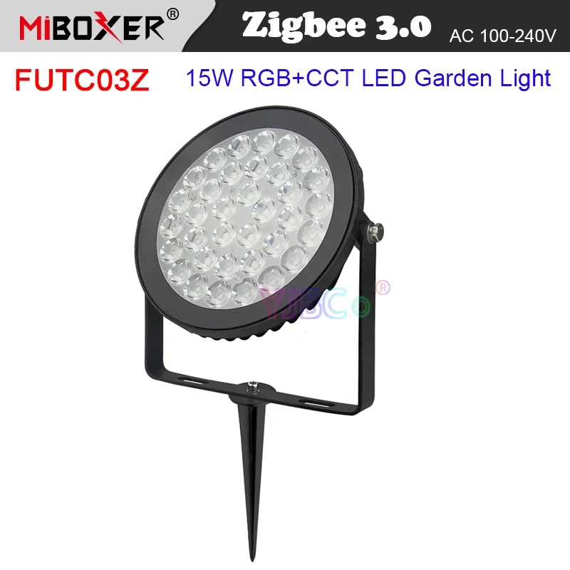 Miboxer Zigbee 3.0 15W RGB+CCT LED Garden Light FUTC03Z IP66 Lawn Outdoor Lamp Zigbee 3.0 Remote/gateway Control AC 110V 220V