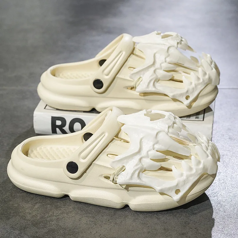 Men Slippers Cloud Y2k House Summer Sandal Skull Flip Flops Clogs Men Male Demon Thick Flat Platform Non Slip Home Slides Women