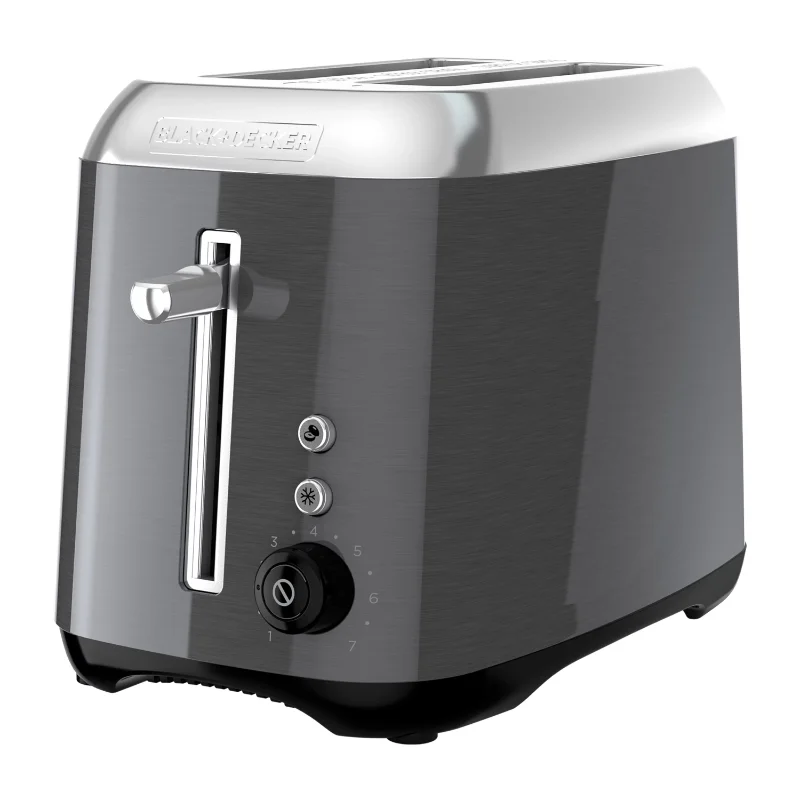 2 Slice Black Stainless Steel Toaster Hot Sandwich Maker  Home Appliance geek chef gts4e toaster 4 slice 1550w stainless steel toaster 1 5 inch extra wide slots 6 toast shade settings removable crumb trays