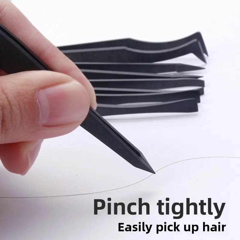 8pcs/set Portable Black Straight Bend Anti-static Plastic Tweezer Heat Resistant Repair Tool