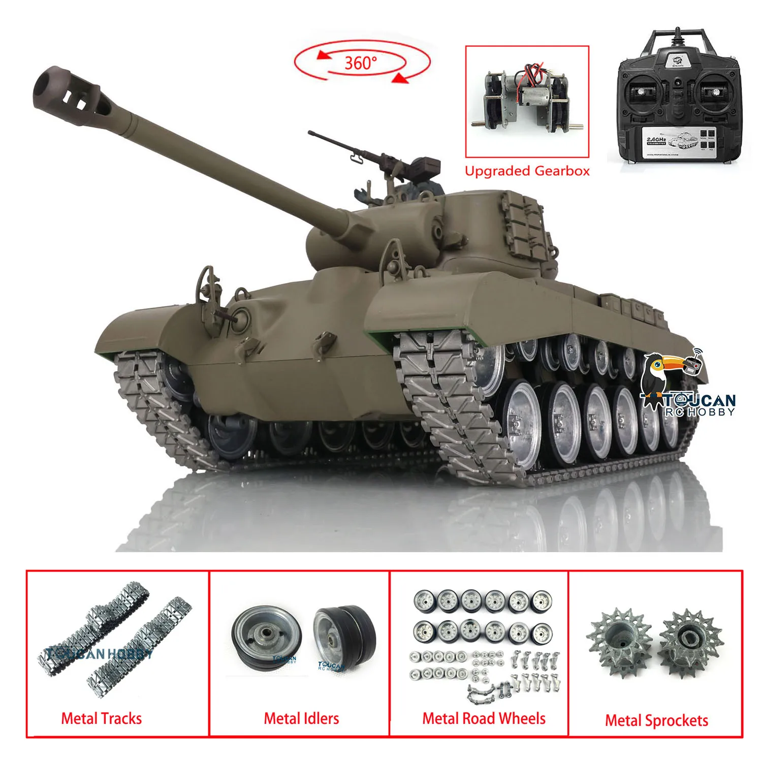 100% Metal Mato 1/16 Tiger I RC RTR Tank Model Infrared Barrel Recoil Metal Colo