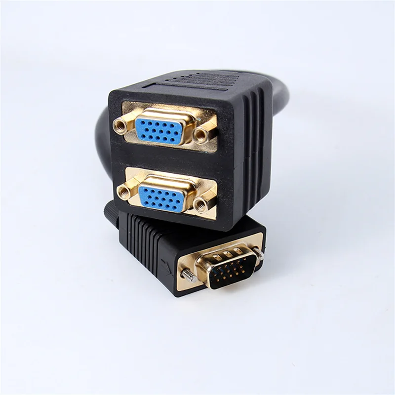 Gold Plated VGA 1 Male to Dual 2 VGA Female Converter Adapter Splitter Y Cable 0.25m vga cable adapter,vga cable,vga to hdmi converter,vga to av converter,vga extender splitter