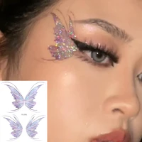 3D Fairy Butterfly Wings Shiny Tattoo Sticker Waterproof Eyes Face Body Art Fake Tattoos For Women Makeup Dance Music Festival 1