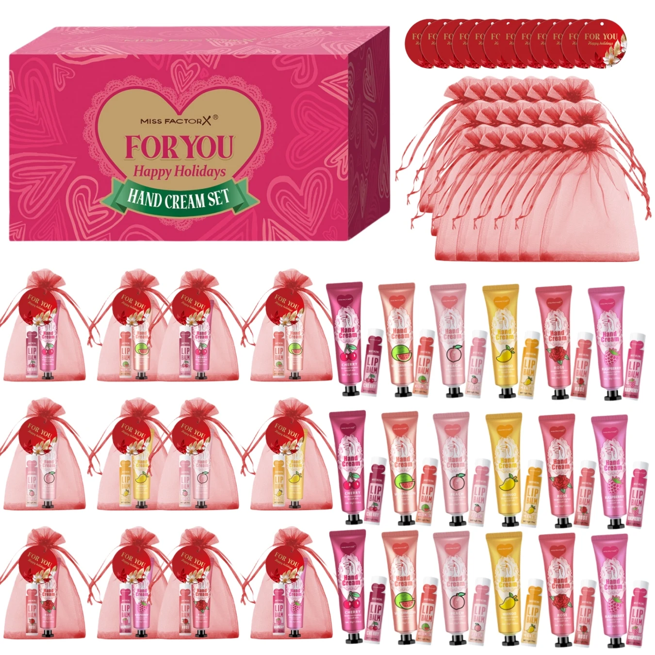 96pcs Hand Cream and Lip Balm Gift Set Suitable for Wedding Ladies Party