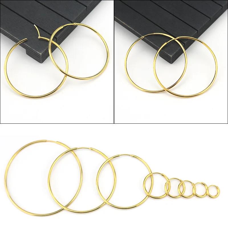 

Simple Stainless Steel Thin Hoop Earrings For Women Titanium Big Small Circle Ear Ring Metal Earings Vintage Piercing Jewelry