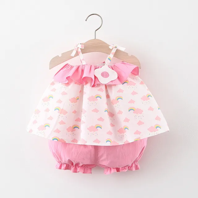 3 6 9 12 18 24 Months Newborn Baby Girls Clothes Sets Floral Print Summer Sleeveless Tops+PP Shorts Sets Infant Outfits Clothes 3