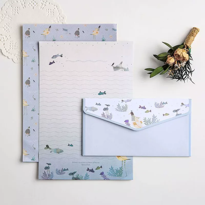 9pcs/set Paper Envelopes with Letter Pads DIY Postcard Invitation Cards