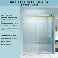 56" - 60" W x 76" H Frameless Soft-closing Single Sliding Shower Door, 1/4" (6mm) Tempered Glass with Explosion-proof Coating 2