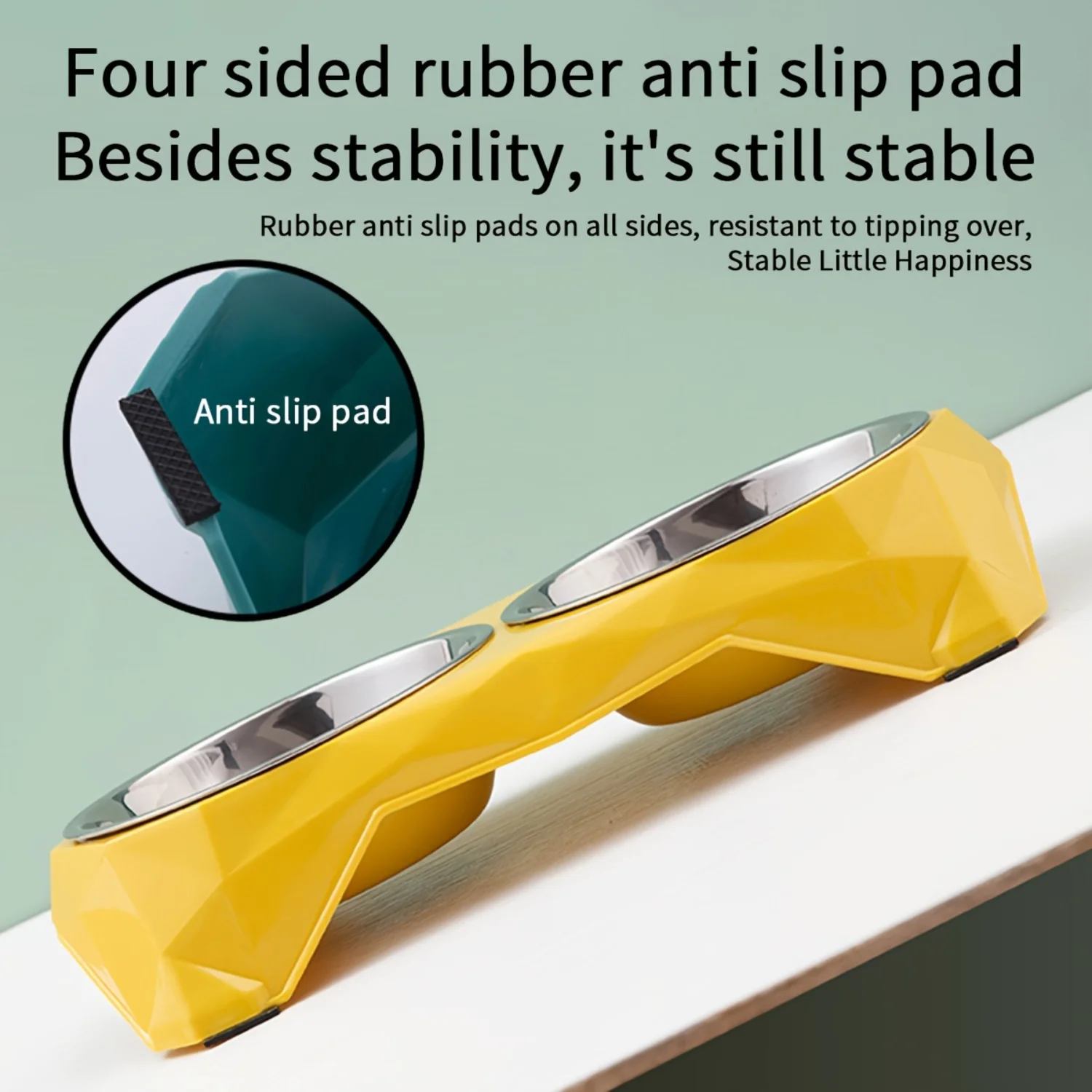 مجموعة أوعية الحيوانات الأليفة المرتفعة المصنوعة من الفولاذ المقاوم للصدأ مع طبق تغذية ذو سعة كبيرة للكلاب - تصميم حديث وكوب عشب للقطط بحامل مرتفع