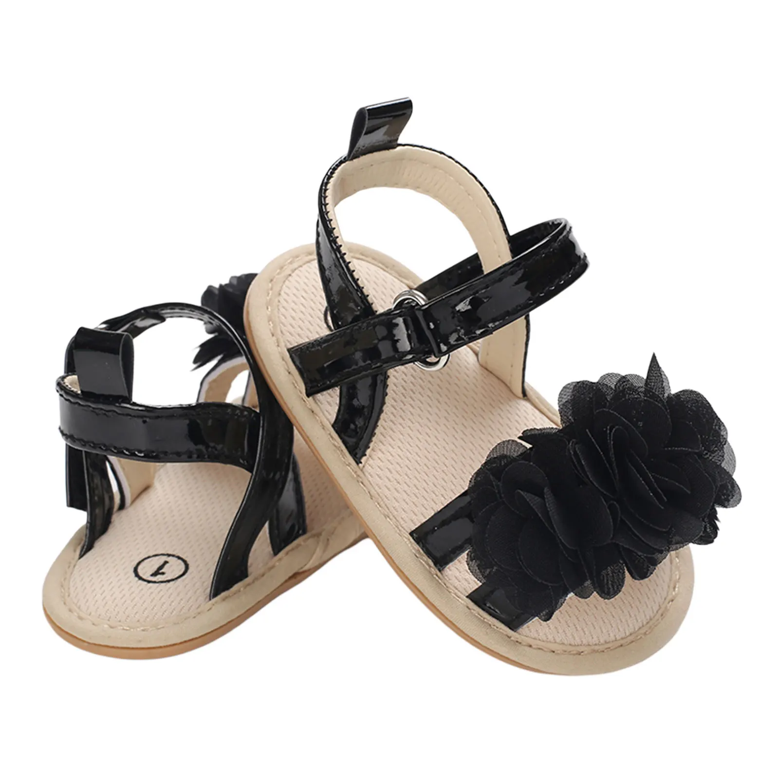 Toddler Newborn Baby Girl Sandals, Flower Decoration Soft Sole Breathable Infant Girl Shoes for Party Photography 0-18M