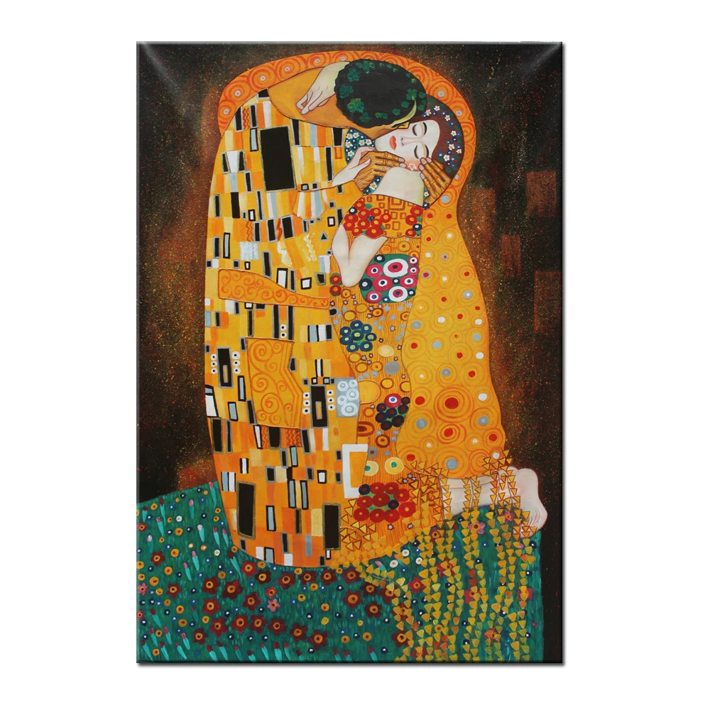 

The Kiss by Gustav Klimt Figures Hand Painted Oil Painting Reproduction on Canvas Art Wall Modern Home Decor