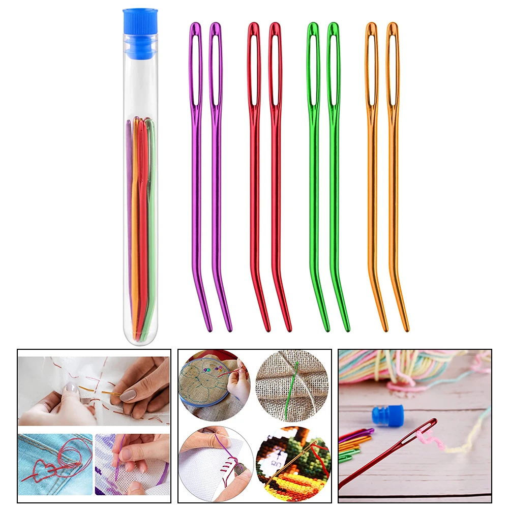Description Picture 4 of item8Pcs Bent Tip Tapestry Needles Yarn Knitting Weaving Needles Big Eye Curve Bent Needle Knitting Crochet DIY Sewing Accessories
