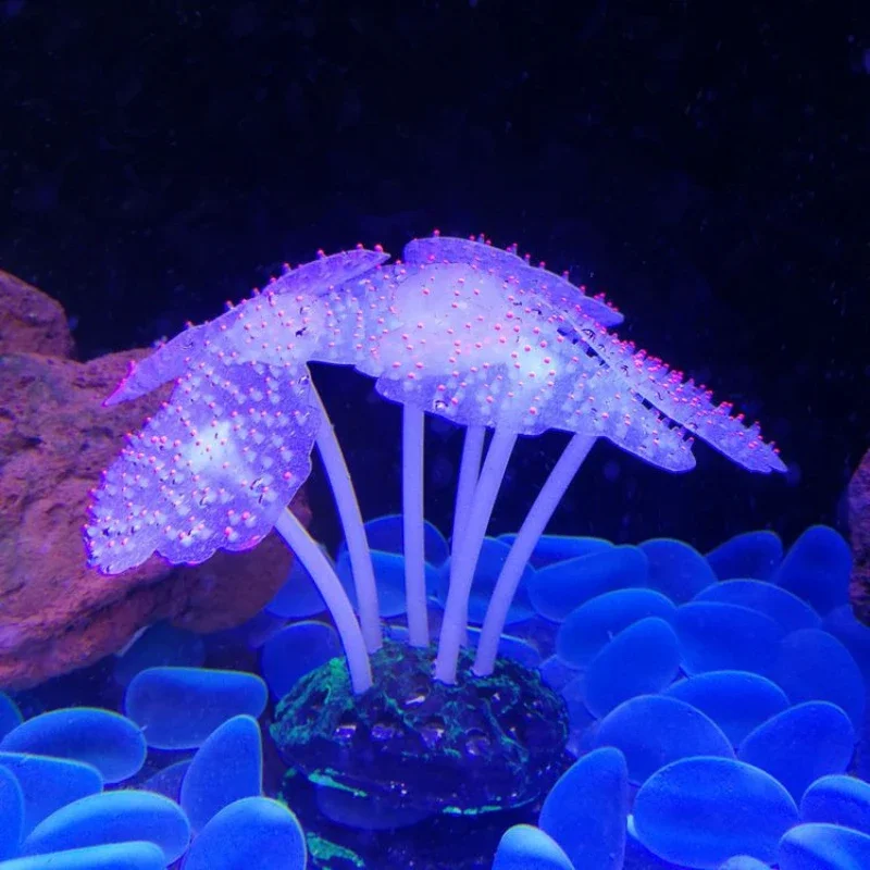 Aquarium Large leaved Luminous Coral Simulation Silicone Corals UnderWater Landscape Decor Fish Tank Landscaping Accessories