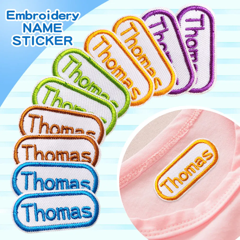 MultiStyleEmbroideryNameStickerWashableClothesIrononStickers