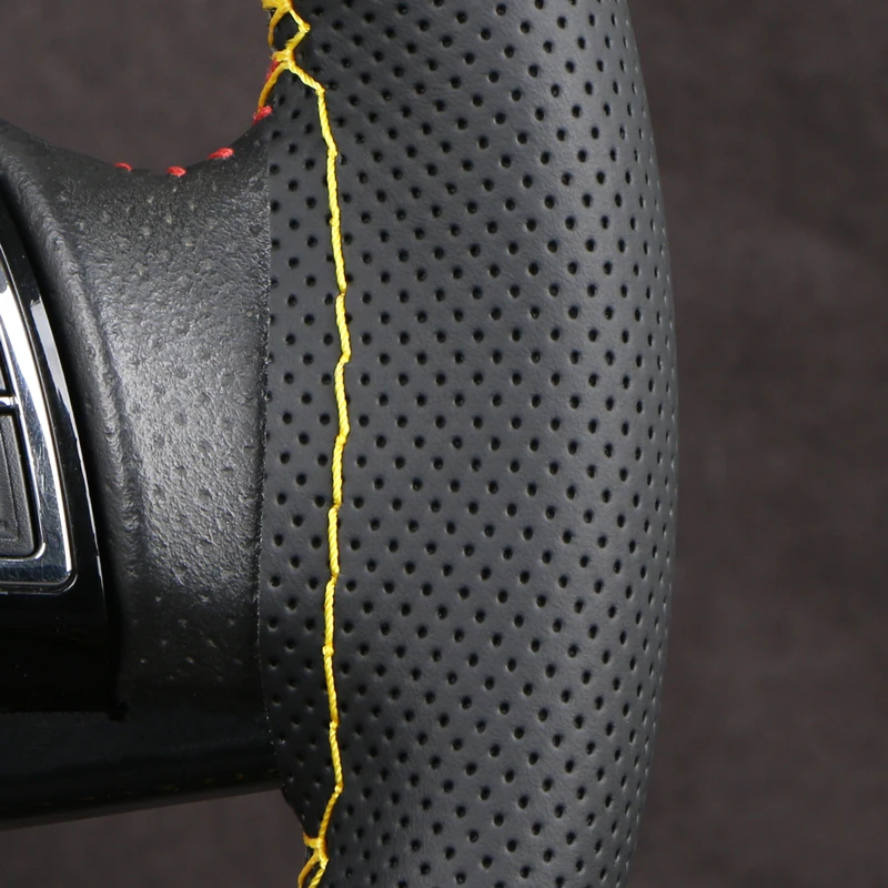2025 Neuer Kohlefaser Handgenähter Auto-Lenkradbezug für Universelle 38cm Lenkräder Luxuriös Modisch Langlebig Schwarz Braun – Detail 9