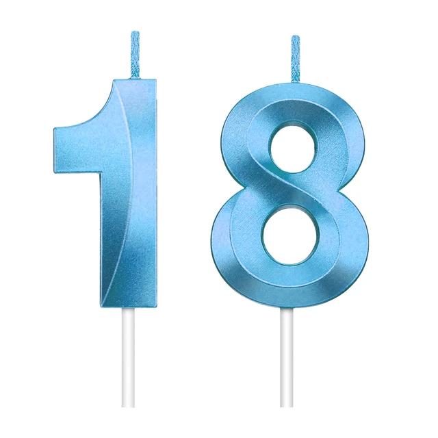 Bougie anniversaire chiffre 3 bleu : deco gateau anniversaire