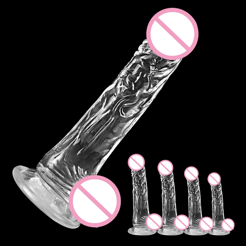 Sex Toys Realistic Transparent Dildo for Women Silicone Fake Dick Penis with Strong Suction Cup Hands-Free Adult