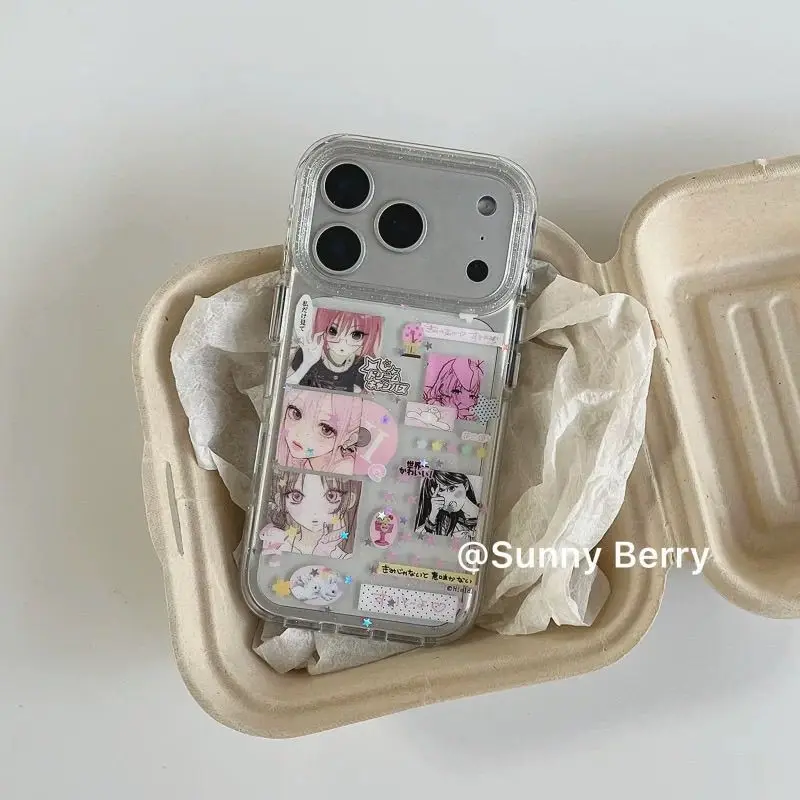 Anime Girl Glitter Love Y2K Silicone Phone Case - Popular Design