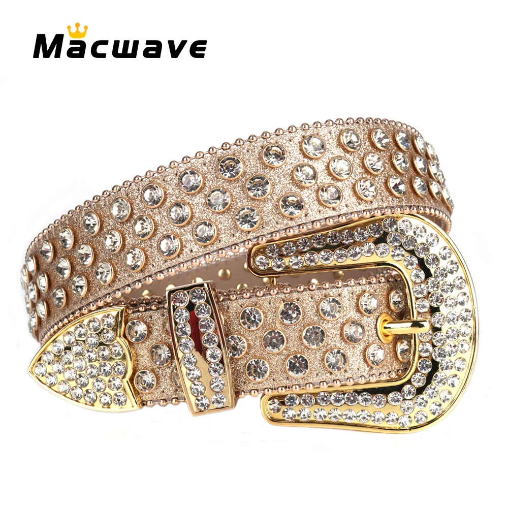 Western Rhinestone Pu Leather Belts Fashion Luxury Bling Strap Diamond Studded Cinturones Para