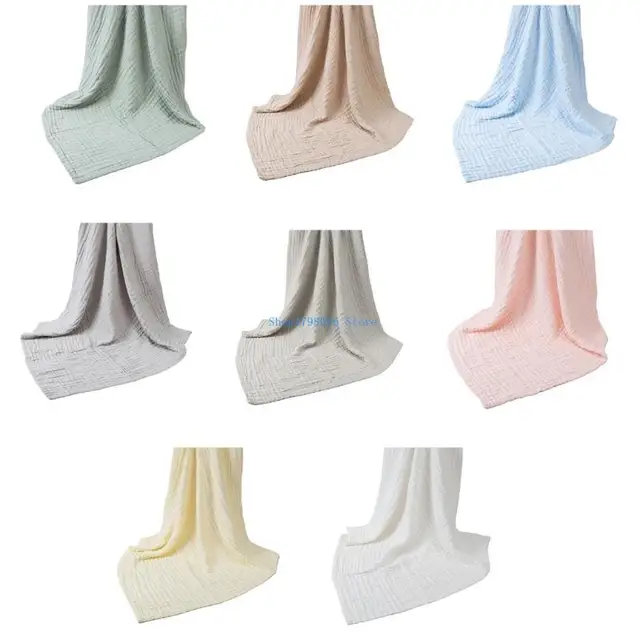 6-Layer Baby Swaddles Blanket Solid Cotton Small Quilts for Infants Soft & Comfortable Newborns Wrap Strollers Cover 1