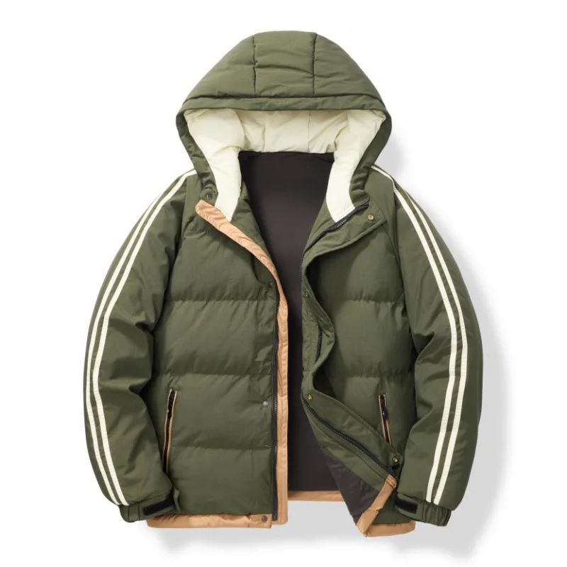 Men's Y2K Green Navy Hooded Qulity Winter Jacket Down Coat Parkas Windbreaker Korean Autumn Clothes Streetwear For Men