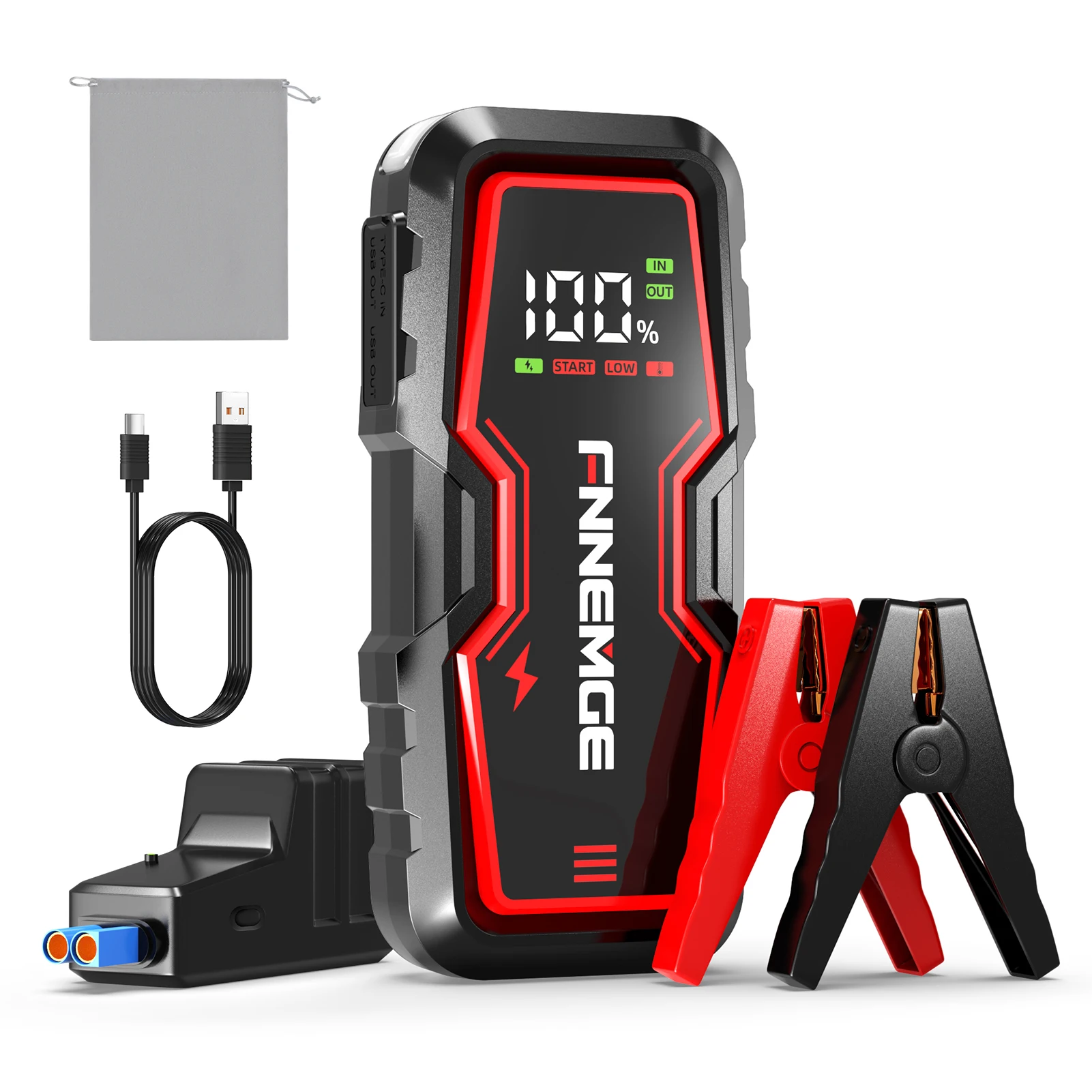 Booster Batterie Voiture 6000A NACKEO STAR02 - Démarreur 12V Puissant (jusqu'à 9L Essence/7L Diesel), Batterie Externe 20000mAh, écran LCD - 3