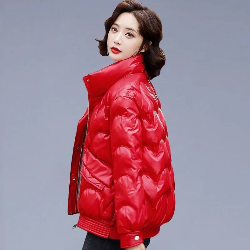 

Winter Chic Hooded Down Cotton Puffer Parka Coats Women Loose Solid Thicken Warm Jacket Female New Fashion Zippers Outwear QY90