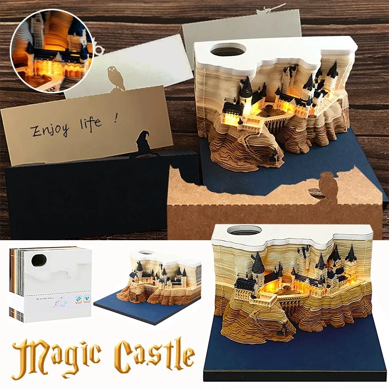 3D Castle Notepad 2024 Calendar Memo Pad Block Notes Paper