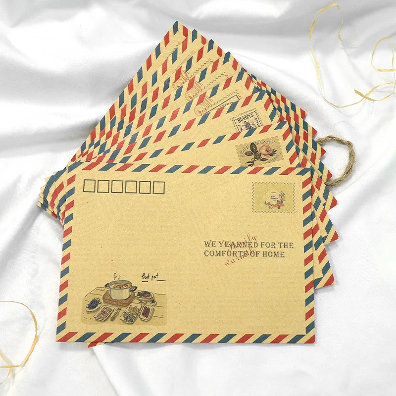 8pcs Retro Kraft Paper Envelope Wedding Invitation Greeting Card Envelope Letter Packaging Postcard Paper Material Envelope 8pcs pack vintage kraft paper envelope airmail postcard cover greeting cards envelope for invitations stationery gift card