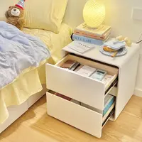 Table de chevet moderne à 2 niveaux, rangement pour chambre à coucher, maison, tiroir en bois massif, meubles de chambre à coucher au Design esthétique 2