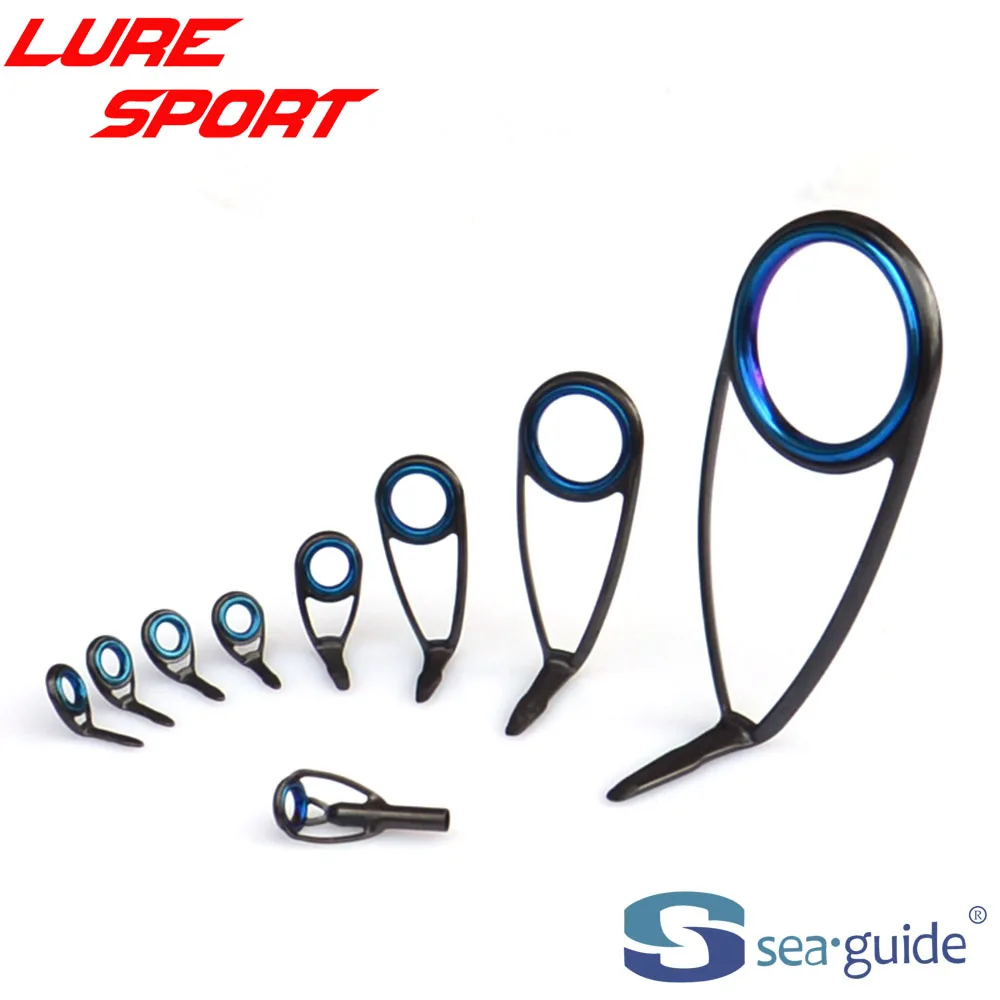 SeaGuide 9 10 11 12 개 스핀 가이드 세트 블루 LS 링 블랙 스틸 프레임 HBXOHLSG-4 25로드 빌딩 부품 수리..