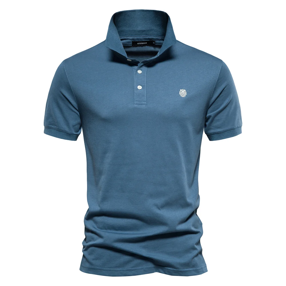 Aiopeson 100% Katoenen Borduurwerk Heren Poloshirts Effen Kleur Korte Mouw Poloshirts Voor Heren Nieuw Zomer Merk Social Polo Heren