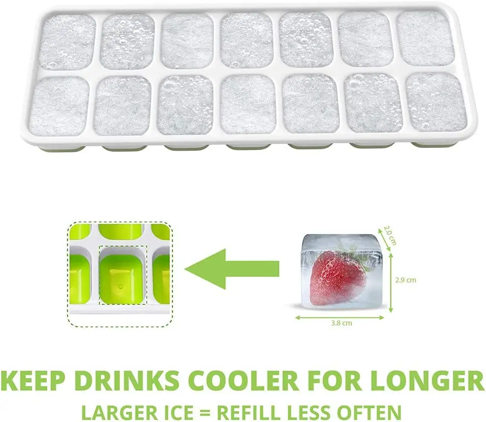 Sugarday Silicone Ice Cube Trays Molds with Lids for Freezer 4 Pack Mini 14 Cubes per Tray for Cocktails