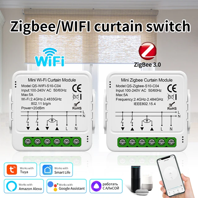 Tuya WiFi ZigBee ผ้าม่านโมดูลรีเลย์ผ้าม่านลูกกลิ้งชัตเตอร์ไฟฟ้ามอเตอร์สมาร์ทผ้าม่านสวิทช์ Alexa Google Home Voice Control 1