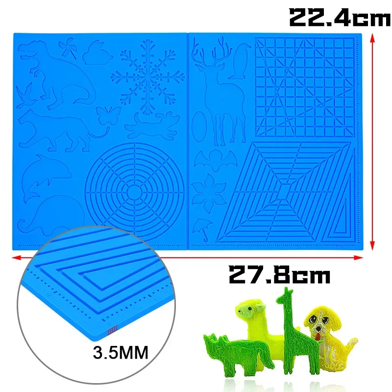 Kids 3D Printing Pen Silicone Design Pad Basic Template 2 Silicone Finger Caps Excellent DIY 3D Pen Drawing 3d printing pen
