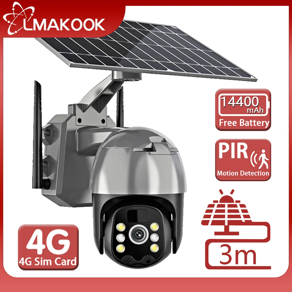 

Камера Наружного видеонаблюдения LMAKOOK, 5 МП, 4G, с датчиком движения