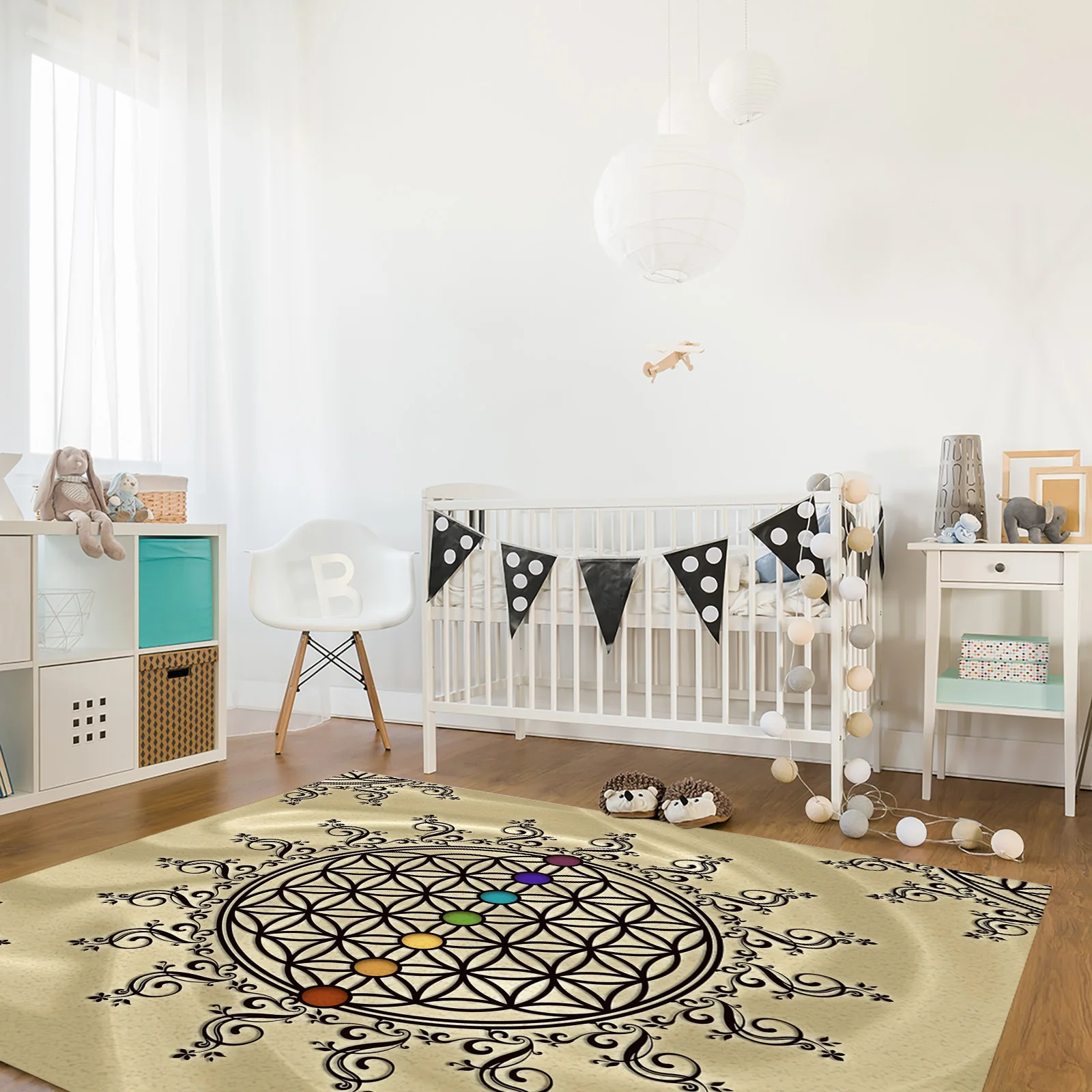 Flower of Life Yoga Zen Carpet for Home Living Room Bedroom Bedside Decor Large Anti-slip Area Rug Kids Room Baby Crawling Mat
