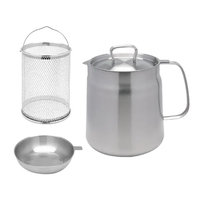 

Grease Keeper Oil Filter Cooking Oil Stainless Steel Pot With Frying Basket Cooking Oil Organizer For Coconut Oil Bacon Grease