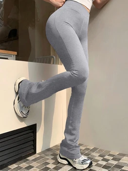 سراويل نسائية واسعة عالية الخصر ، سراويل أحادية اللون ، نحيفة ونحيلة ، السحب ، متعددة الاستخدامات ، أزياء نسائية - Image 3