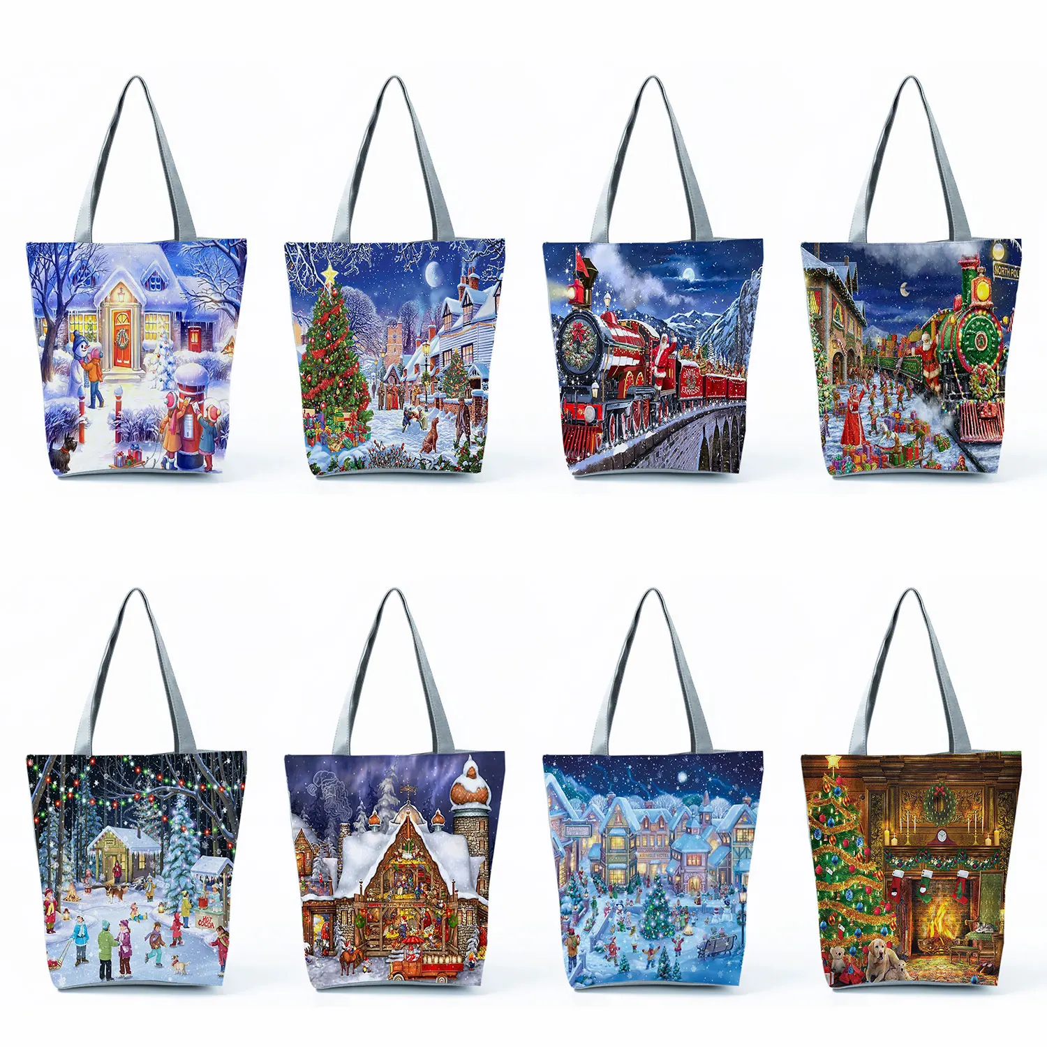 

Christmas Eve Gift Bag 2022 New Christmas Foldable Women's Shoulder Bags High Capacity Shopper Bag Customizable Handbag Portable