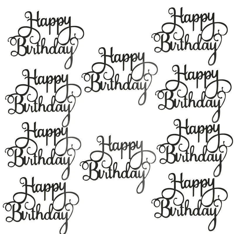 10pcs Gold Black Silver Happy Birthday Cake Topper Decoration DIY Acrylic Letter Kids Birthday Party Supplies
