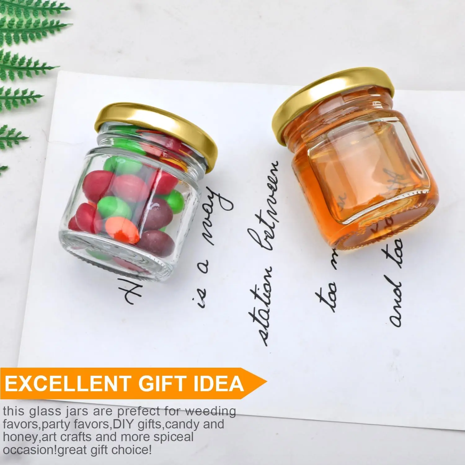 Mini Glass Jars Bulk Set of10/20,Round Small Honey Jars with Golden Lids, Canning Jar for Candle Making,Spice,Jelly,Jam,Wedding, 5