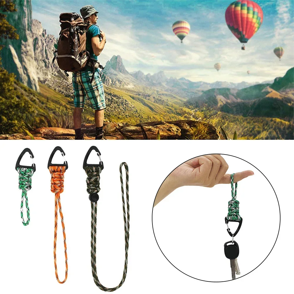Braided Nylon Paracord Keychain with Metal Triangle Buckle and Carabiner