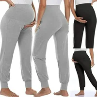 Spring Maternity Women's Casual Pants Solid High Waist Strechy Lounge Trousers For Pregnant Women Joggers With Pockets 1
